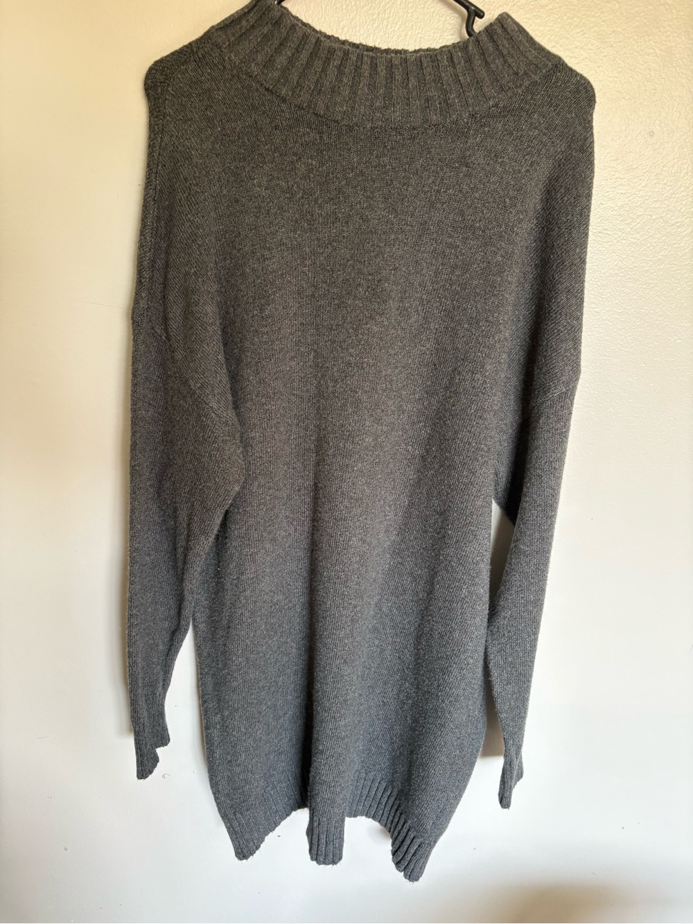 bp Women's Ribbed Crewneck Sweater Dress in Charcoal